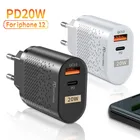 Сетевое зарядное устройство GTWIN с Европейскойамериканской вилкой, 20 Вт, 3 А, быстрое зарядное устройство 3,0 Для iPhone 12 PRO, Samsung, Xiaomi