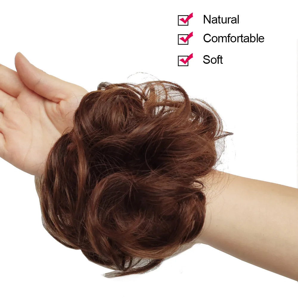 Synthetic Flexible Elastic Women's Messy Hair Bun BlackBrown Blonde Curly Scrunchy Chignon Hairpiece