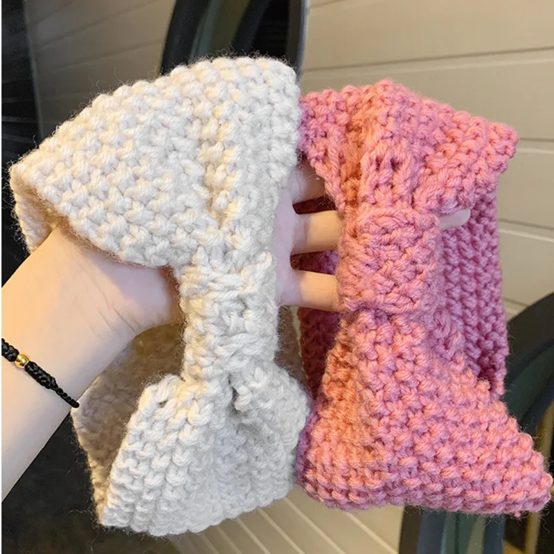 

[Xwen] 2021 New Cotton Knitted Bow Face-washing Hair Band Women's Wide-brimmed Woven Headband Sweet Temperament Hair Band