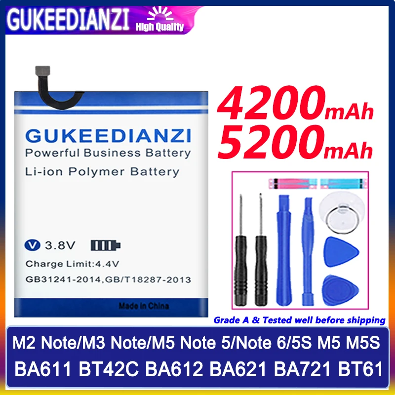 Аккумулятор BA611 BT42C BA612 BA621 BA721 BT61 мобильный телефон для Meizu M2 Note/M3 Note/M5 Note 5/Note 6 M6/5S M5