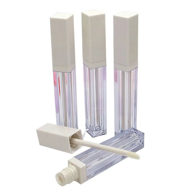 

Wholesale Square Clear Lip Gloss Bottle 4ml Empty Lipgloss Tubes Liquid Lip Gloss Refillable Bottles Containers Makeup Packaging