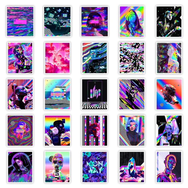 103050pcs cartoon psychedelic art aesthetic stickers graffiti decals skateboard laptop phone bike car cool toy sticker for kid free global shipping
