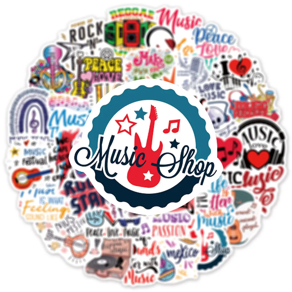 103050pcs music text graffiti stickers for guitar laptop scrapbooking fridge cartoon waterproof stickers decal kids toy gift free global shipping