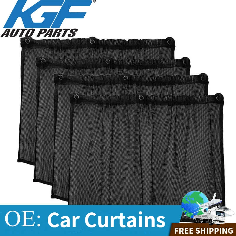 

4Pcs 75 X 50Cm Car Black Mesh Sunscreen Suction Cup Side Window Curtain car accessories