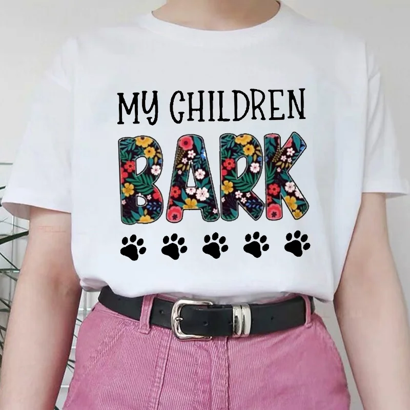 

2021 Never Walk Alone Dog Paw Fashion Printed Top Tshirt Female Tee TShirt Ladies Women Graphic Flower Clothes T-shirt