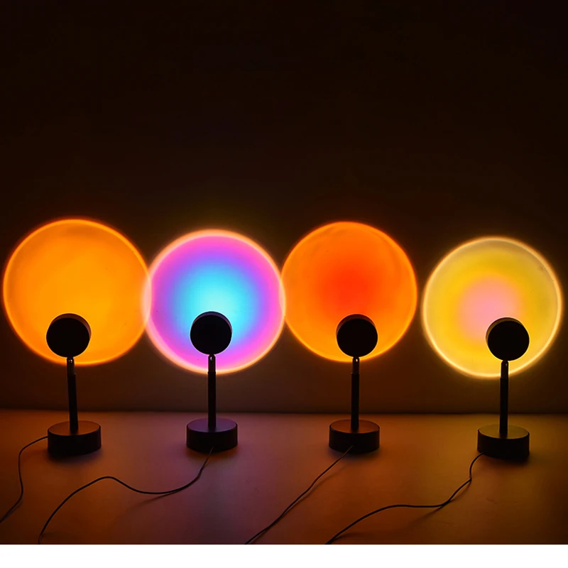 

Rainbow Sunset Projector Colorful Led Night Light Broadcast Background Wall Home Decoration Coffe Shop Lamp Photo Props