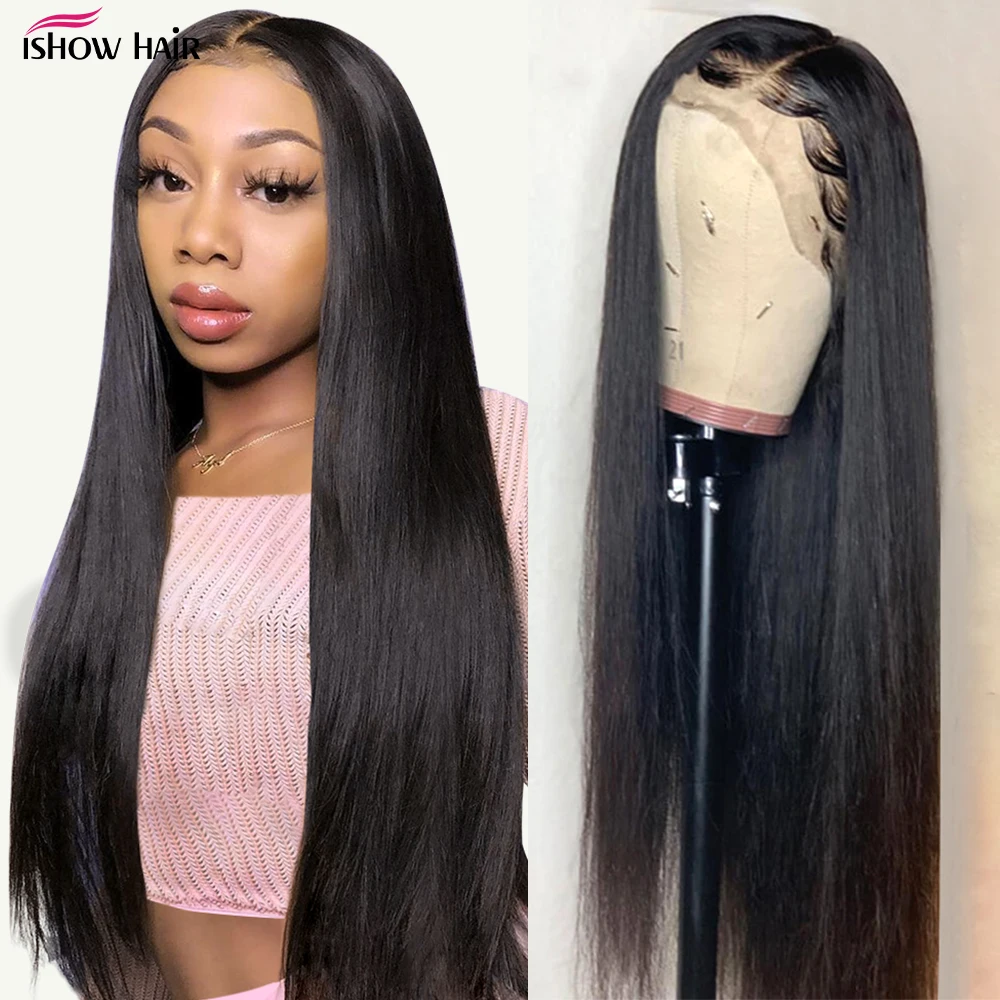 

Ishow Transparent Lace Frontal Wig 13x4x1 Lace Wig Pre Plucked 8-30 Long Lace Frontal Wigs For Black Women Human Hair