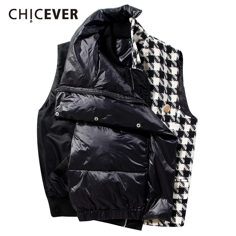 CHICEVER лоскутное хит цвет Асимметричный Жилеты для женщин женский воротник с