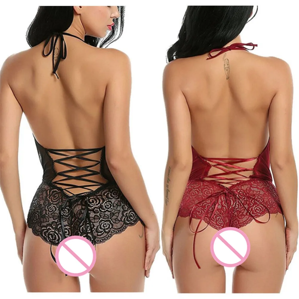 Сексуальное нижнее белье боди ночное глубокое Эротическое кружевное с открытой