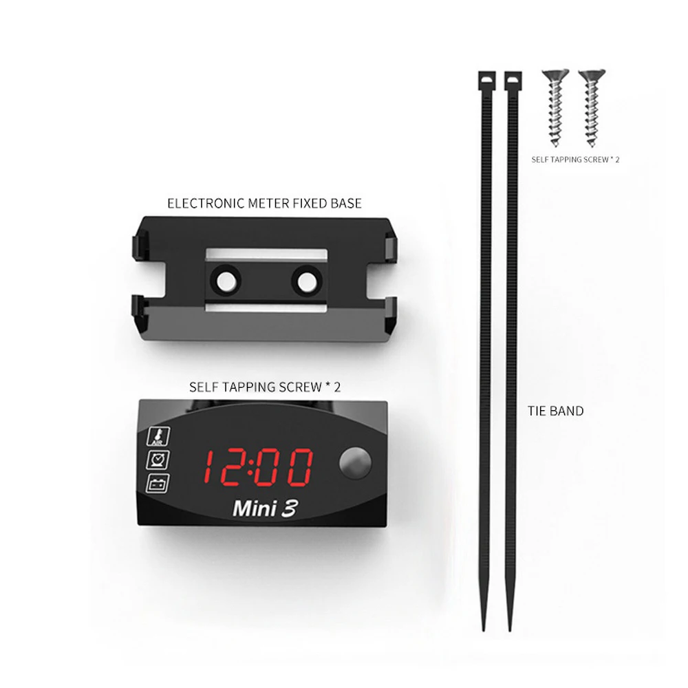 

3-in-1 Universal Motorcycle Electronic Voltmeter Waterproof Dust-proof Clock Thermometer Watch With Led Digital Accessories