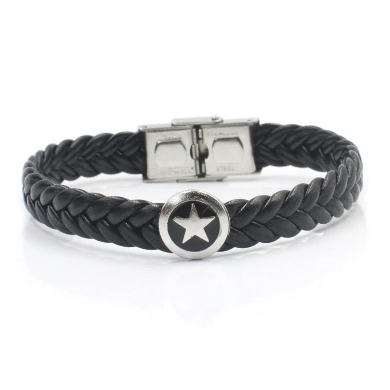 

Japanese and Korean fashion simple five-pointed star woven bracelet for men Trendy personality vintage men's earrings wholesale