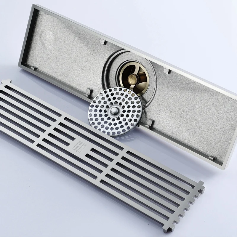 

AO44 HIDEEP Shower Floor Drain Bathroom Toilet Floor Drain 80X300mm Water Anti-Odor Wire Strainer Drain