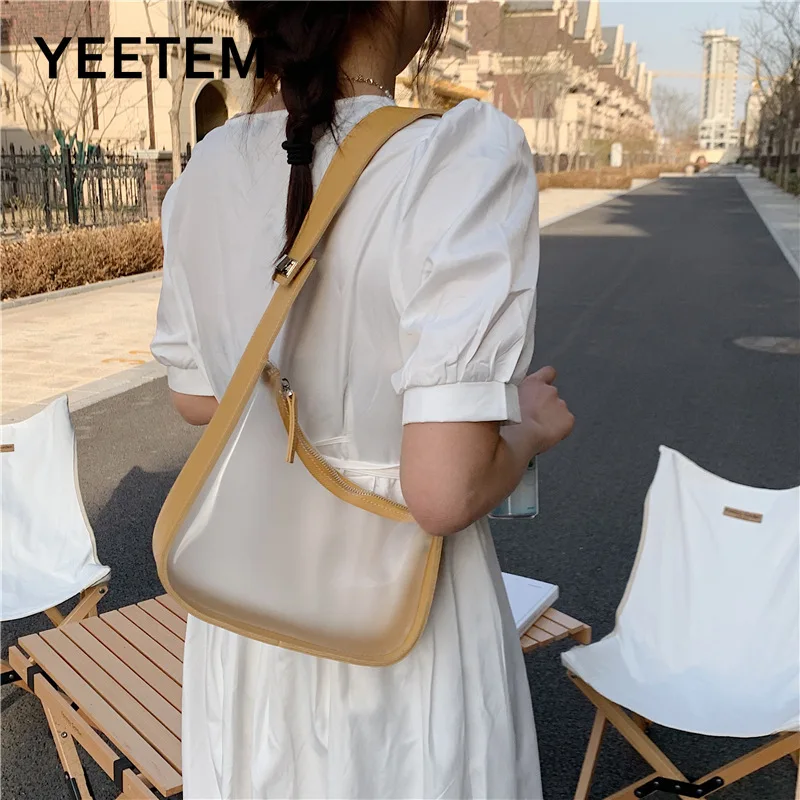 

2021 Summer New Trend PVC Transparent Jelly Bag Simple Fashion Beach Cosmetic Bag Women's Bag Shoulder Bag Messenger Bag Purse