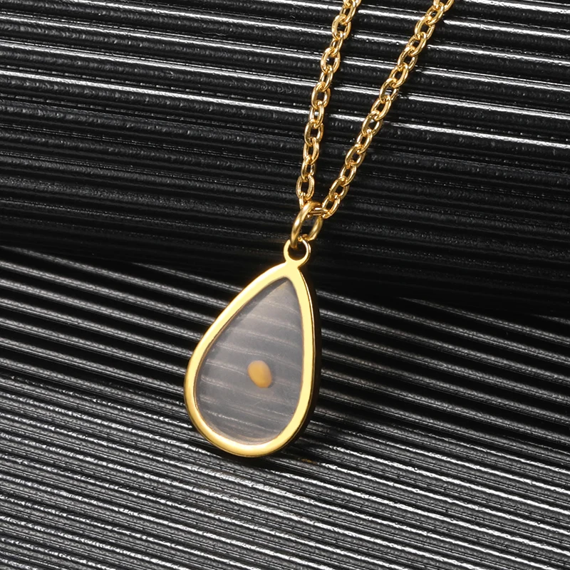 

Transparent Mustard Seed Necklaces Gold Plating Platinum Water Drop Pendant Necklace Clavicle Chain Jewelry Gifts For Women