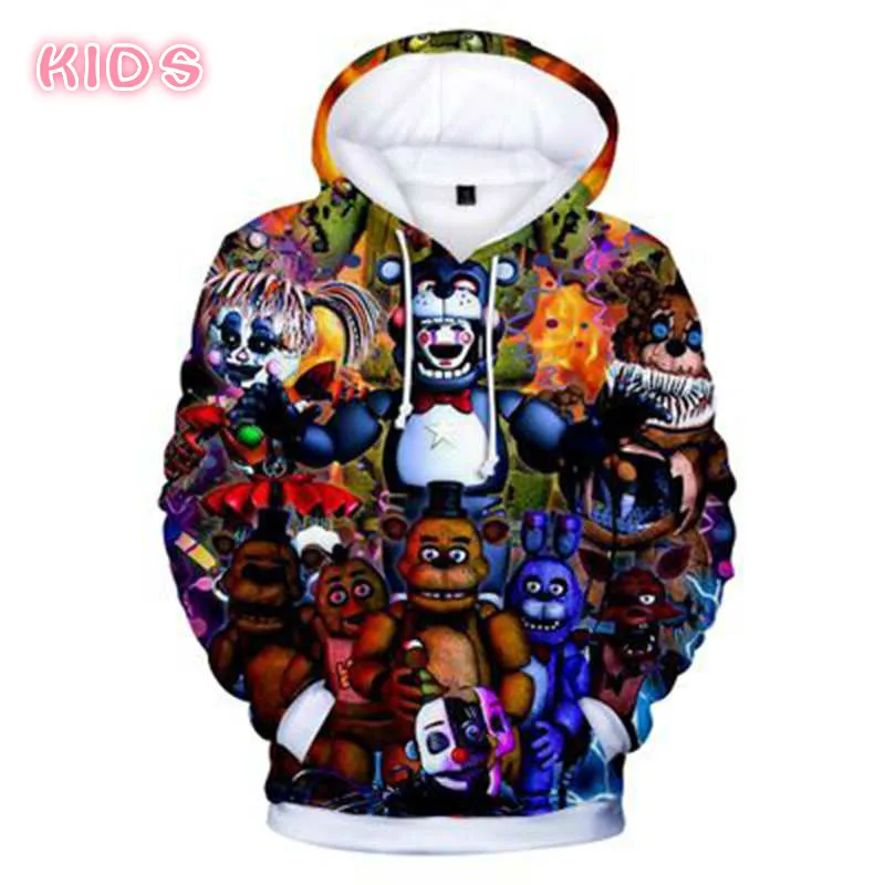 

New Autumn 3D print Five Nights at Freddys Sweatshirt For Boys SchoolcHoodies For FNAF Costume For Teens Sport Clothes Kids Tops
