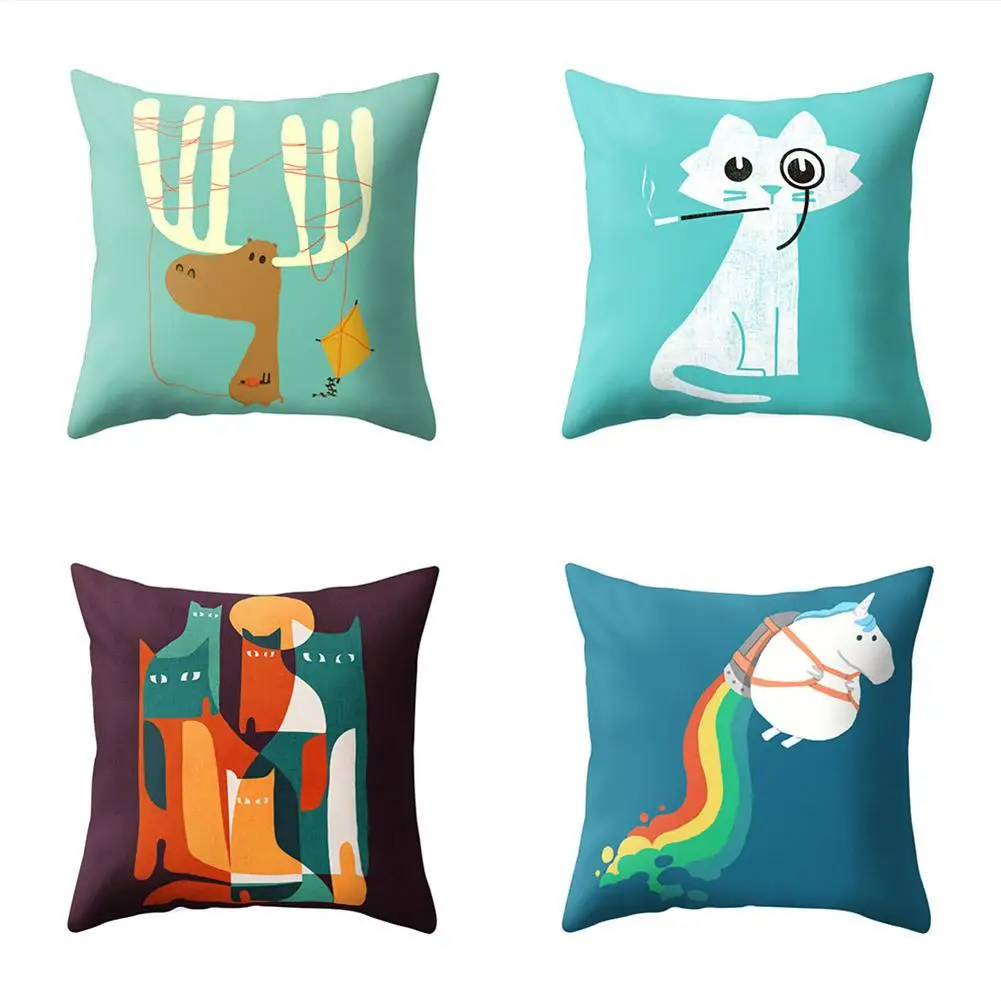 Чехол для подушки с изображением животных льва кошки акулы|Наволочка| |