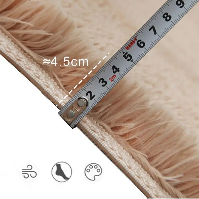 

Shaggy Rugs Thick Silky Carpet Modern Living Room Sofa Study Long Plush Warm Foot Mats Bedside Bedroom Non-slip Floor Mat White