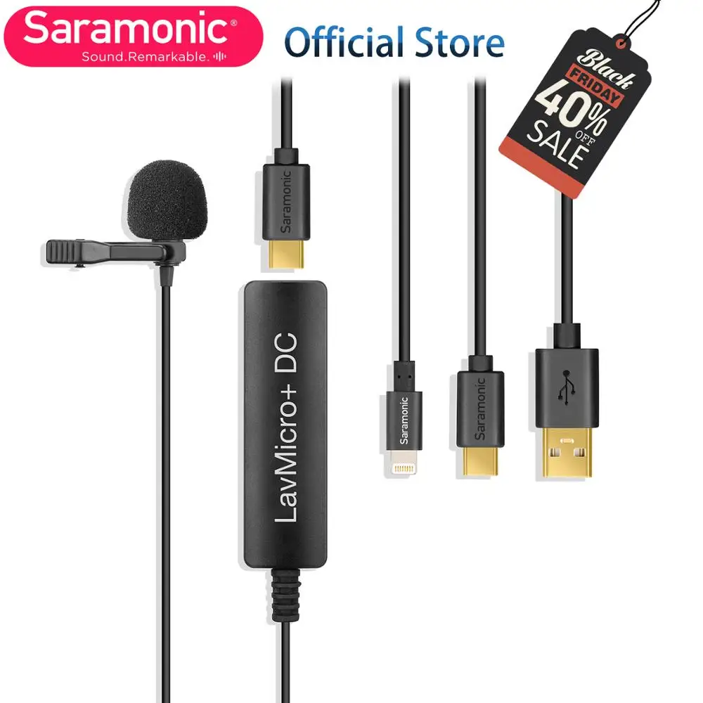 Saramonic LavMicro+ DC качество вещания петличный микрофон с контролем и входным управлением для компьютера тип-c IOS смартфон камера