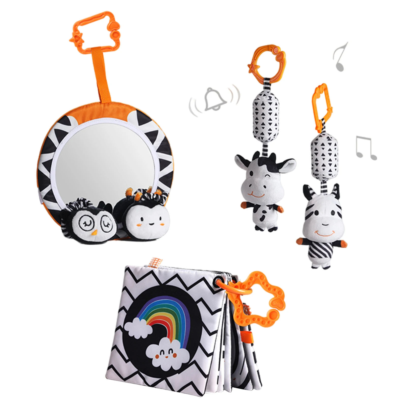 

Baby Toy Set Baby Cloth Book Distorting Mirrors Cirb Bells Baby Rattles Toys Montessori Infant Early Cognitive Educational Toys