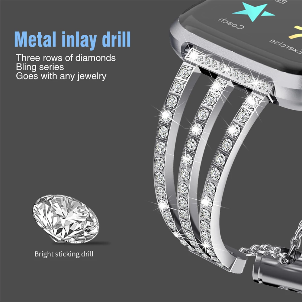 Металлический ремешок для наручных часов регулируемый умных Fitbit Versa 2 / Lite |