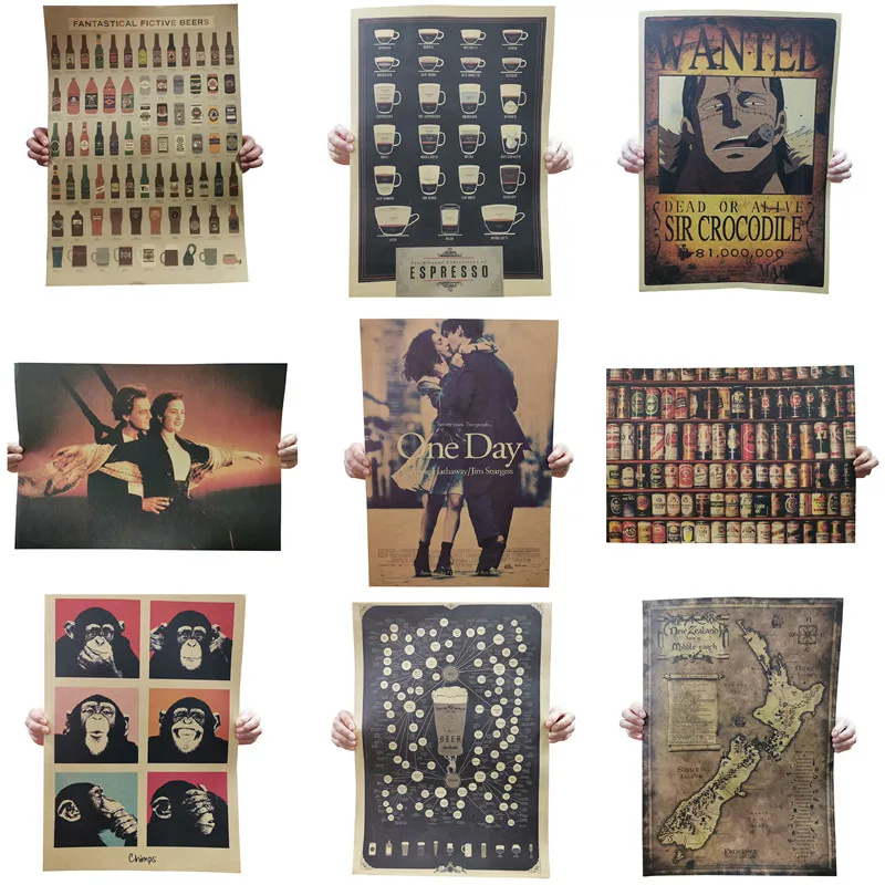 1 шт. фильм ретро постер винтажный аниме машины Плакаты Кофе пива оружие вино