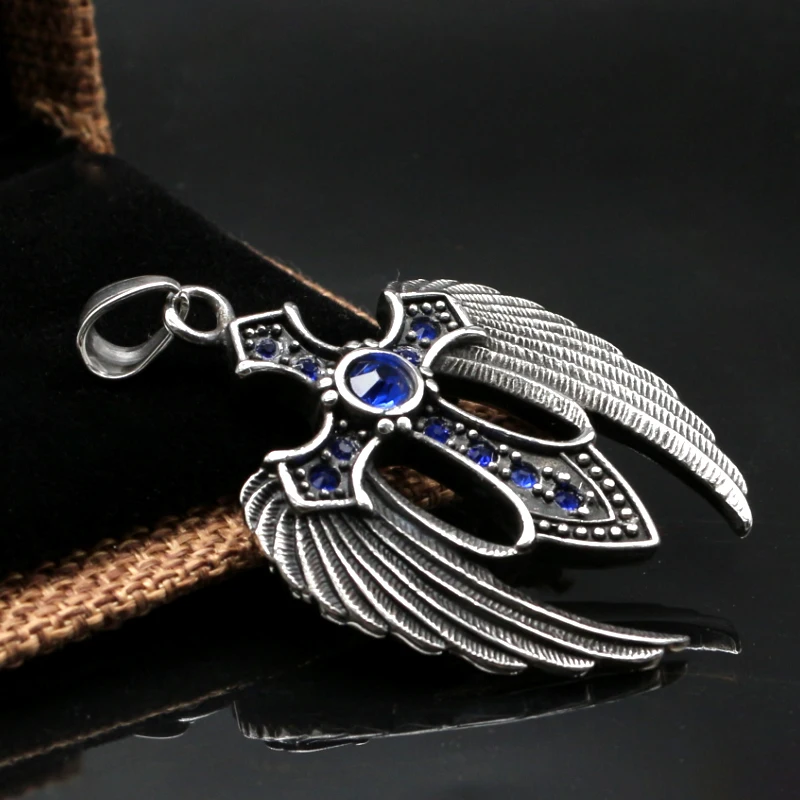 KLDY качество нержавеющая сталь крест с крыльями кулон ожерелье камень перо