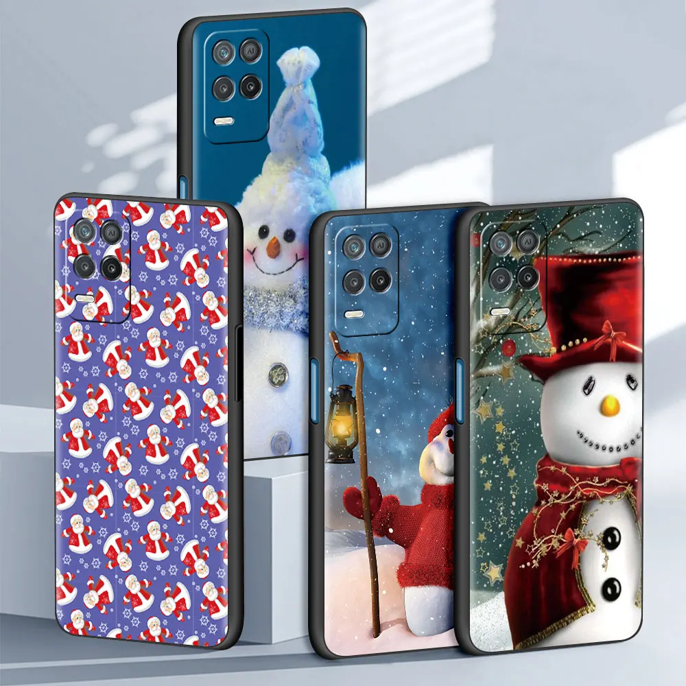 

Snowman Snow Man Cute Capa For Realme 8 C21 6 C3 7 Pro GT Master XT C11 7i Phone Case For Oppo A53 A9 2020 A93 A52 Black Cover