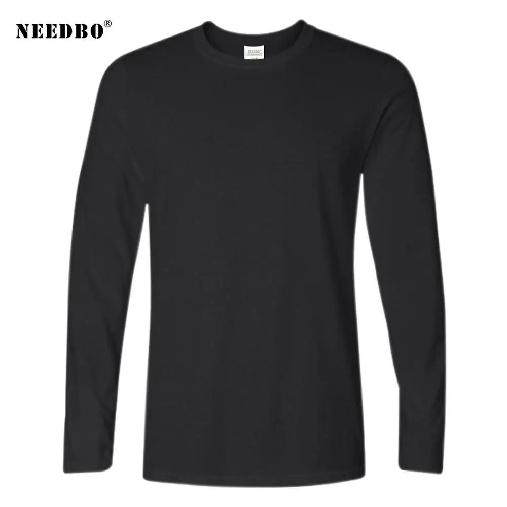 Fast Shipping Mens Cotton T-Shirt Men Long Sleeved O-Neck Solid Color Casual Men T Shirt Plus Size Tee-Shirt Homme Male Tops Tee