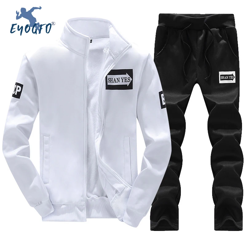 

2021 Men Casual Tracksuit Set Mens Jogger 2 Pieces Sets Sporting Polyester Fleece Sweatshirt Gyms Jacket+Pants Male Sweat Suits