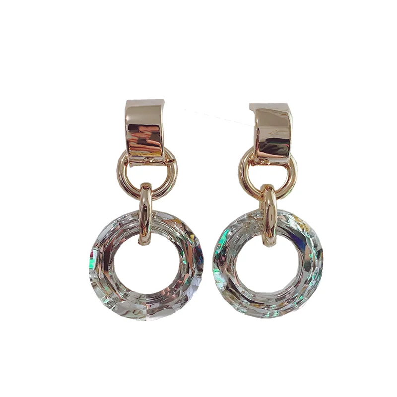 

HANGZHI 2020 New Texture Geometric Transparent Acrylic Circle Round Drop Earrings Shiny Asymmetry For Women Girls Party Jewelry