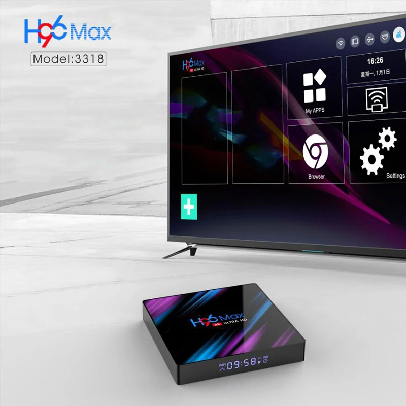 

H96 Max RK3318 Android 10.0 Smart TV Box 2G+16G Quad Core 4K HD 2.4G/5G WiFi for Netflix Youtube Google Play EU Plug