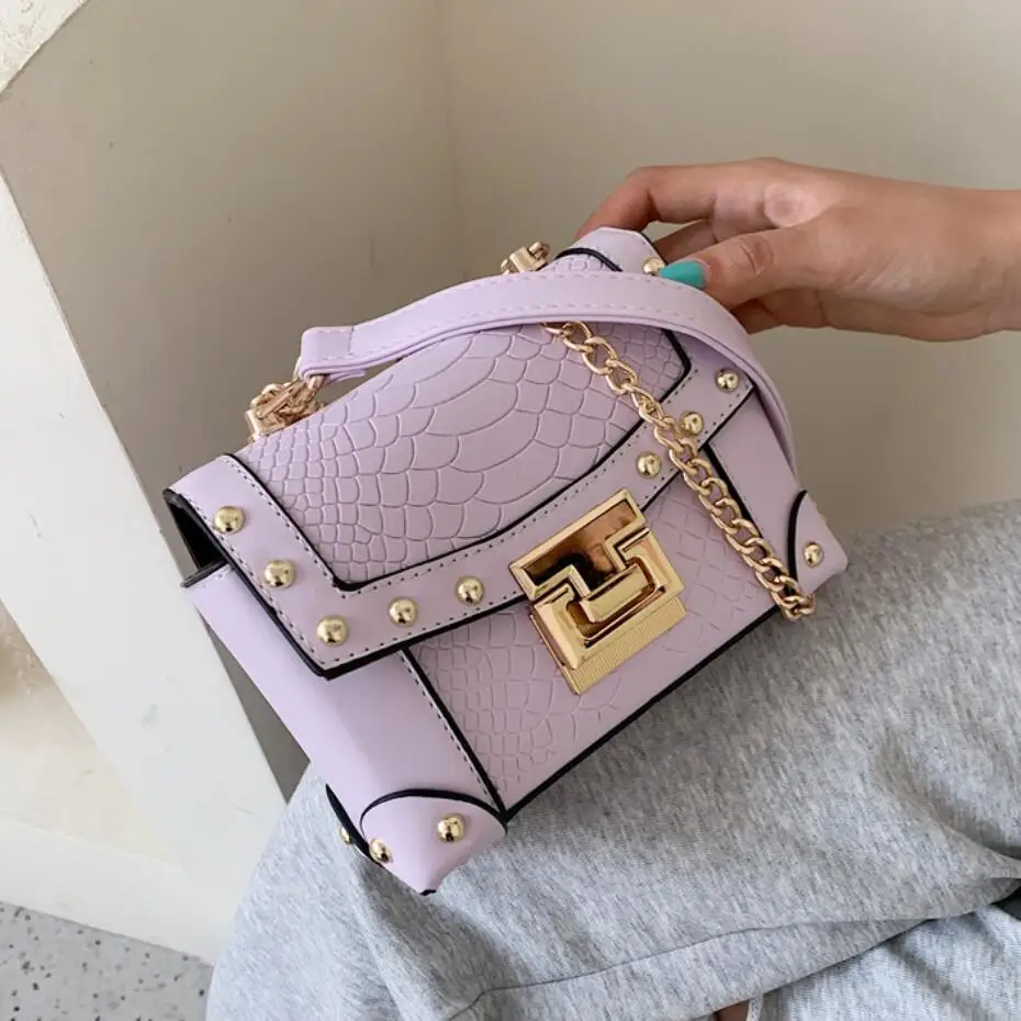 

Crocodile pattern Square Crossbody bag 2020 New High-quality Lleather Women's Designer Handbag Lock Chain Shoulder Messenger Bag