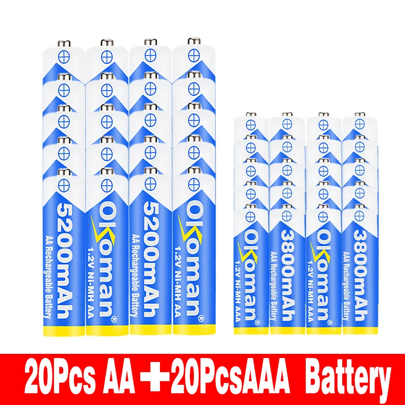 Зеленый 1,2 v Ni-MH 5200mAh AA Аккумуляторная батарея перезаряжаемая и AAA 3800mAh аккумуляторная батарея для фонарей, пультов дистанционного управления, батарейка для игрушек - Цвет: Зеленый