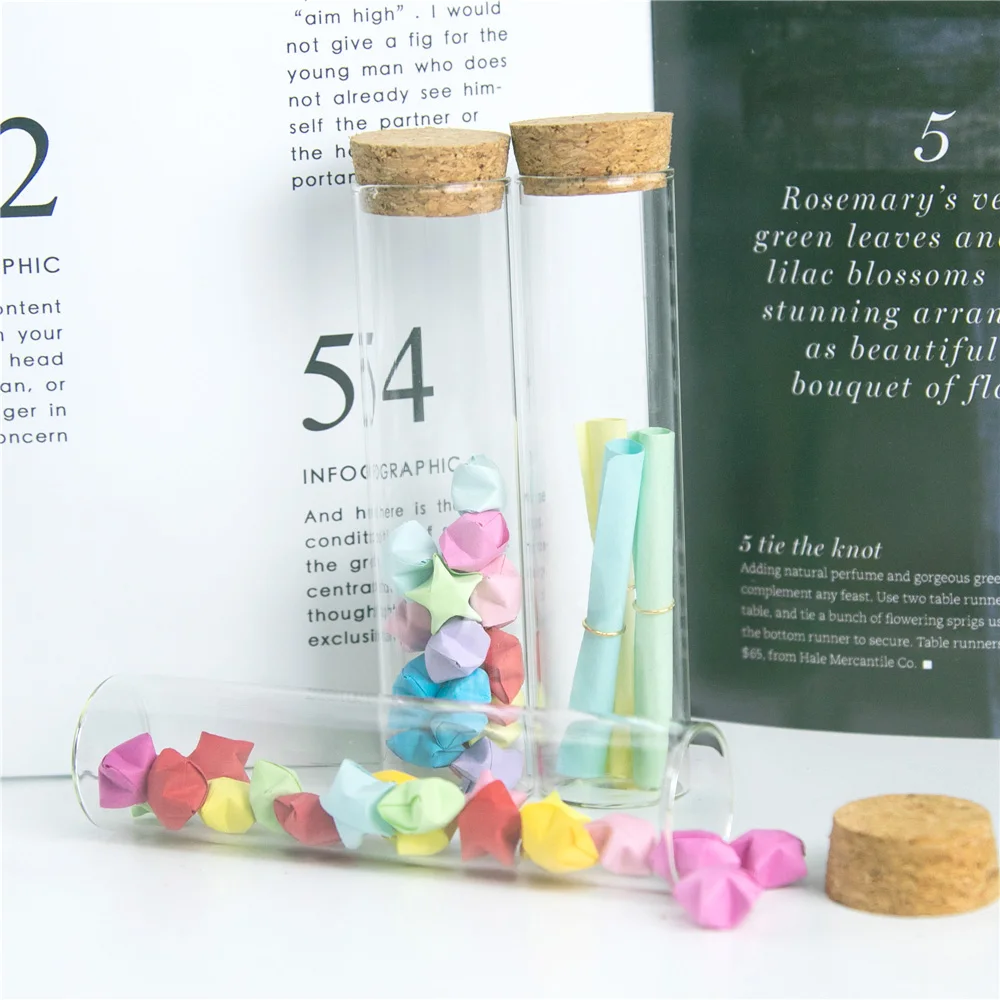 50Pcs 60ml Empty Glass Test Tube is Cute Clear Small Container for Make Handicraft Wishing Bottle Snack Jar Perfume Vial