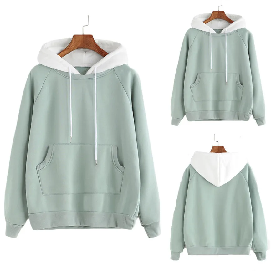 Толстовки и свитшоты для женщин Ladie сшивание контрастного цвета с длинным