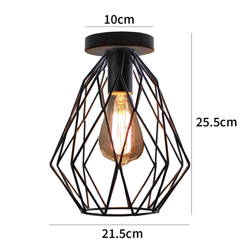 

Metal Wire Iron Lampshade Retro Chandelier Vintage Lamp Cage HangLamp Black Fashion Bedroom Lampshade Romantic Parlor