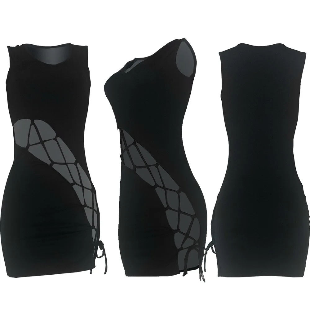 

2021Summer Women's Solid Color Black Strap Sleeveless Waist Hip Sexy Short Skirt Dress Women Sexy Dresses Party Night Club Dress