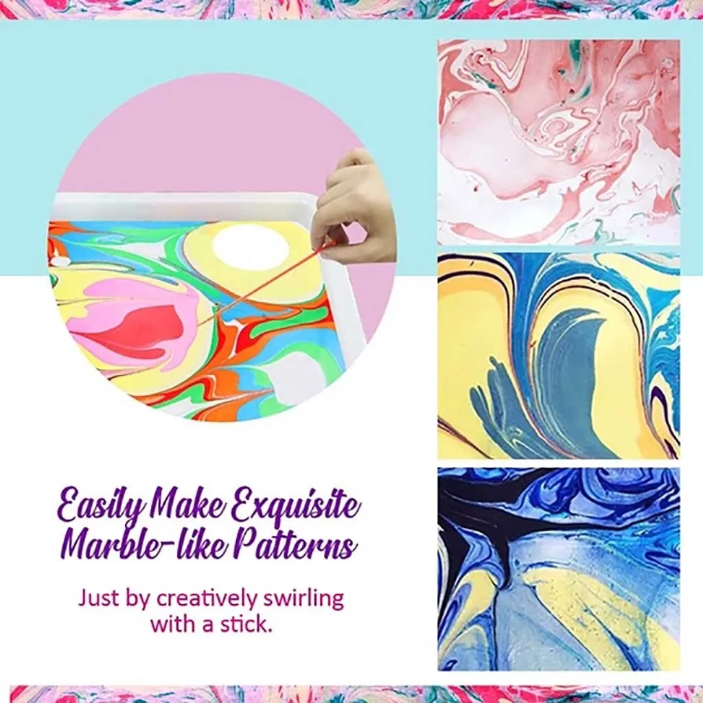 Marbling Painting Kit DIY on Water Creative Art Set of 6 Colors Craft Girls Gift kids toys for Children | Обустройство дома