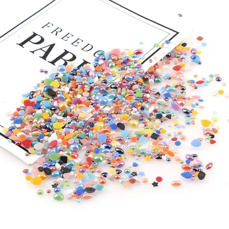 

500 шт., разноцветные керамические бусины Стразы, полукруглые бусины с плоской задней поверхностью, керамические жемчужные бусины, подвеска ...
