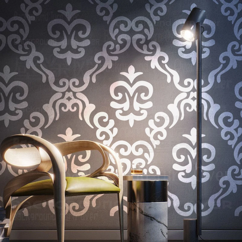 Трафарет для покраски стен 30 70 см мебельная плитка напольное покрытие Дамаск