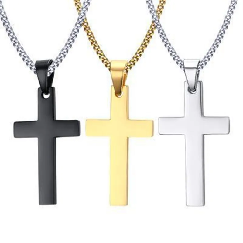

Fashion Simple Cross Gold And Silver Color Necklace Women Men Retro Chain Crystal Pendant Long Necklace Jewelry