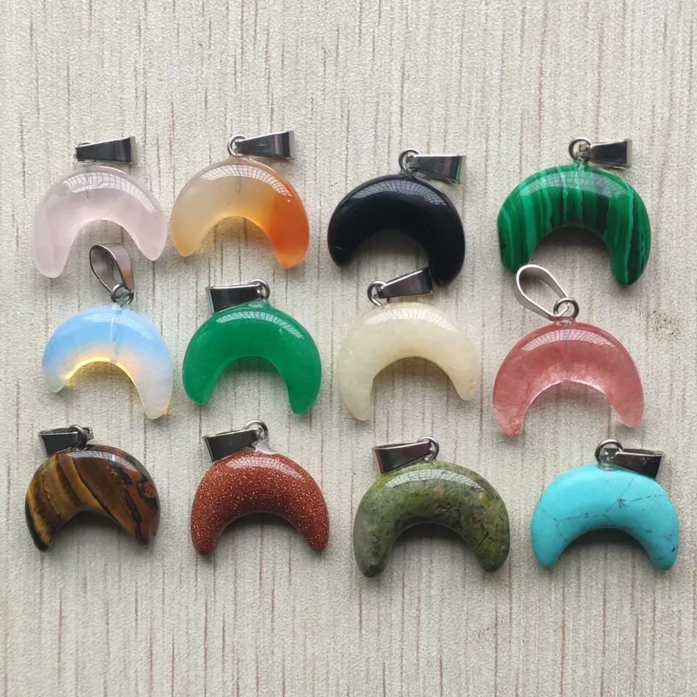 

Модные подвески из натурального камня разной формы в форме Луны 20 мм для изготовления ювелирных изделий, оптовая продажа 12 шт./лот, бесплатная доставка