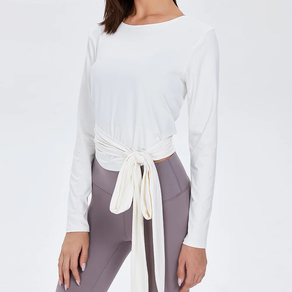 

Wmuncc Sexy Yoga Shirt Women Backless Sports Crop Top Gym Fitness Running Long Sleeve Training Solid Color High Elastic Slim
