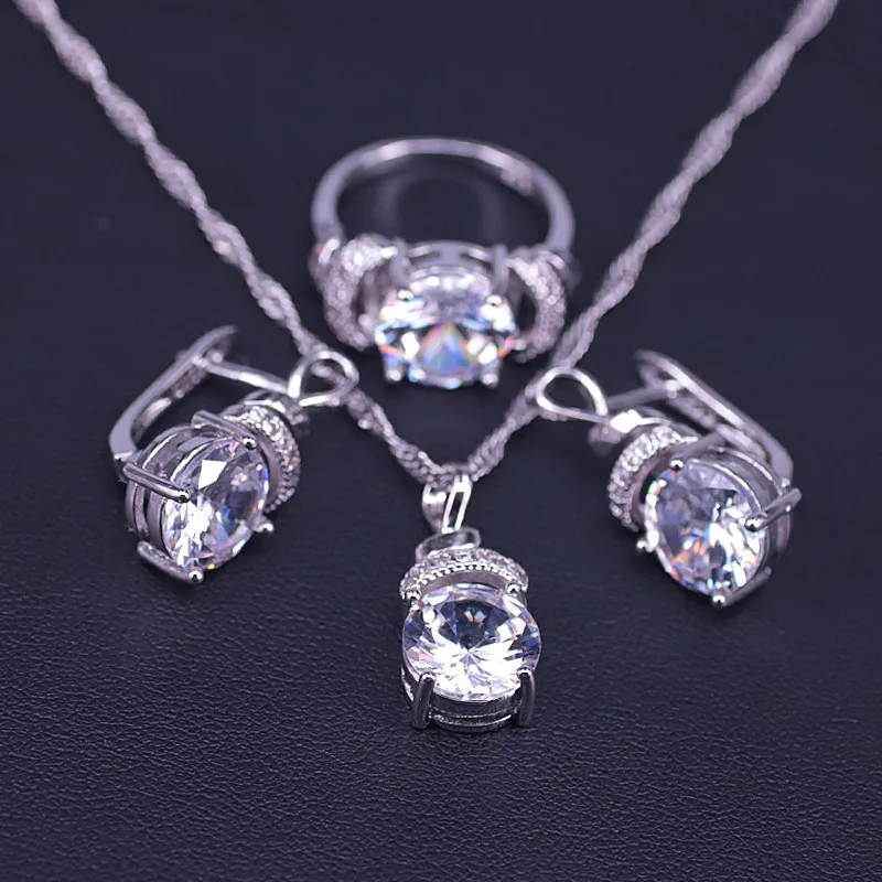 Продвижение большого круглого австрийского хрустального набора серебряного цвета ювелирных изделий для женщин - серьги кольца ожерелье браслет на.