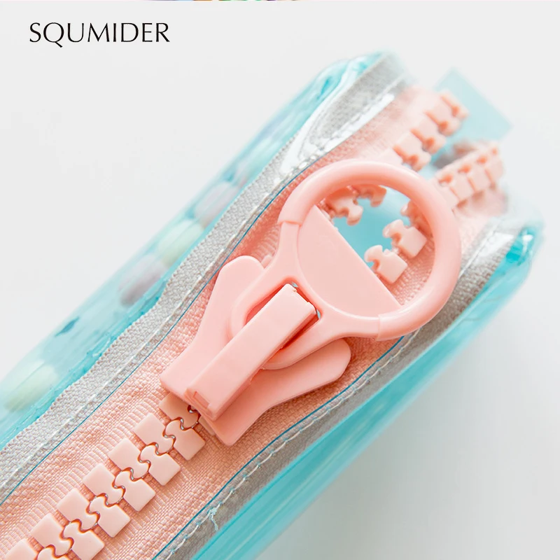 SQUMIDER простой пенал, мультяшный пенал на молнии, Большая вместительная сумка, прозрачная сумка для студентов и школьников, канцелярские принадлежности