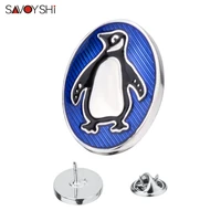 savoyshi cute penguin shape men lapel pin brooches pins brand fine gift for mens brooches collars jewelry free custom name