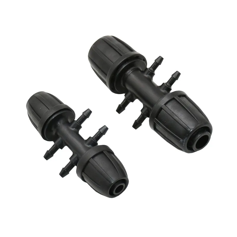 Garden hose 3/8 1/2" to 1/8" Reducing 4- way connector water splitter barbed double irrigation screw With lock nut | Дом и сад