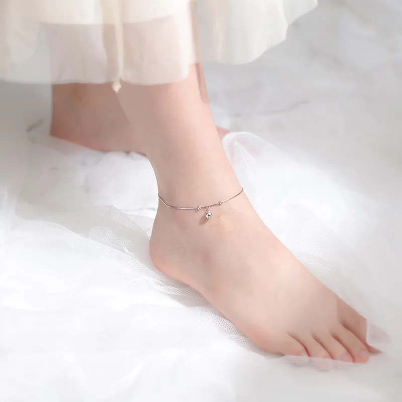 MloveAcc New Ankle Bracelet 100% Real 925 Sterling Silver Bead Charm Ankles for Women Fashion Jewelry Making Accessories | Украшения и