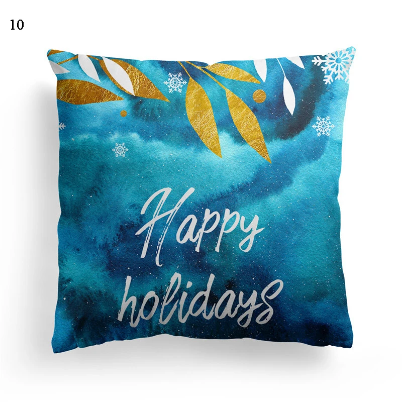 Christmas Style Elk Print Cushion Cover Square Pillow Home Sofa Car Blue Decorative Throw Case 45*45cm Xmas Gifts | Дом и сад
