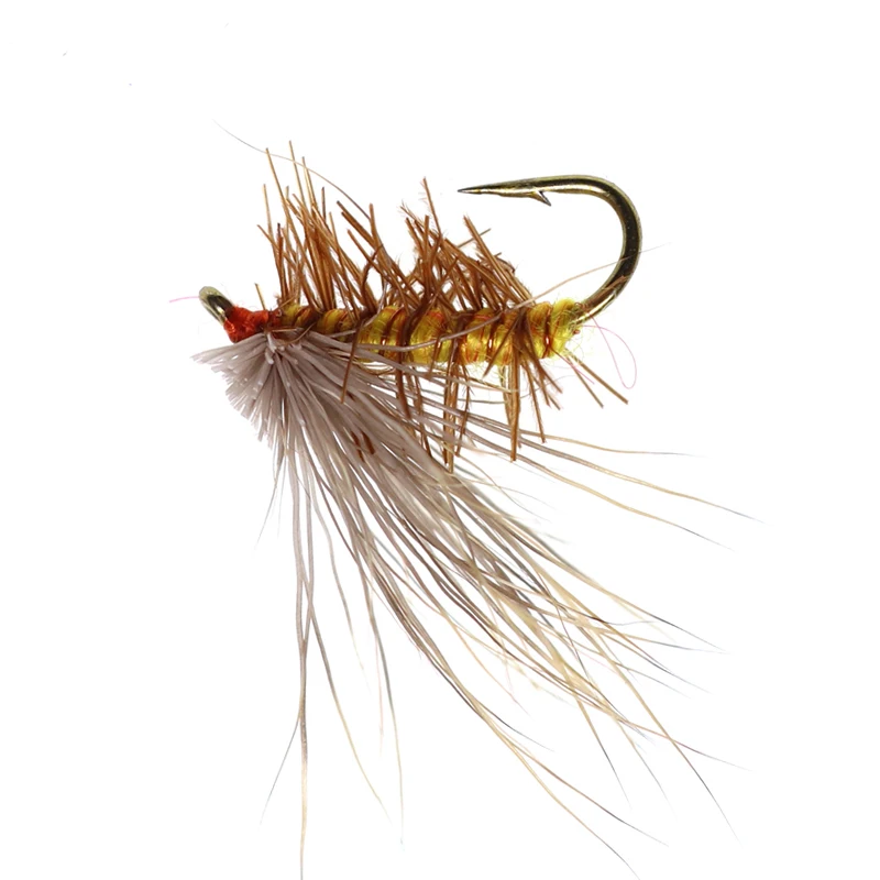 

Vampfly 6pcs #12 Yellow Body Elk Hair Caddis Dry Flies All Season Pattern Trout Fly Fishing Lures
